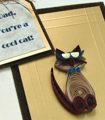 handmade quilled cat Father's Day card