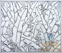 sketsa gambar relief Pisang bali untuk batu alam paras jogja/ batu paras putih