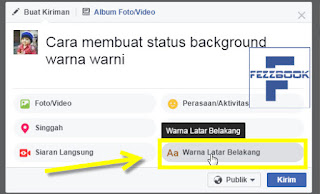 cara membuat status facebook dengan background warna versi WEB