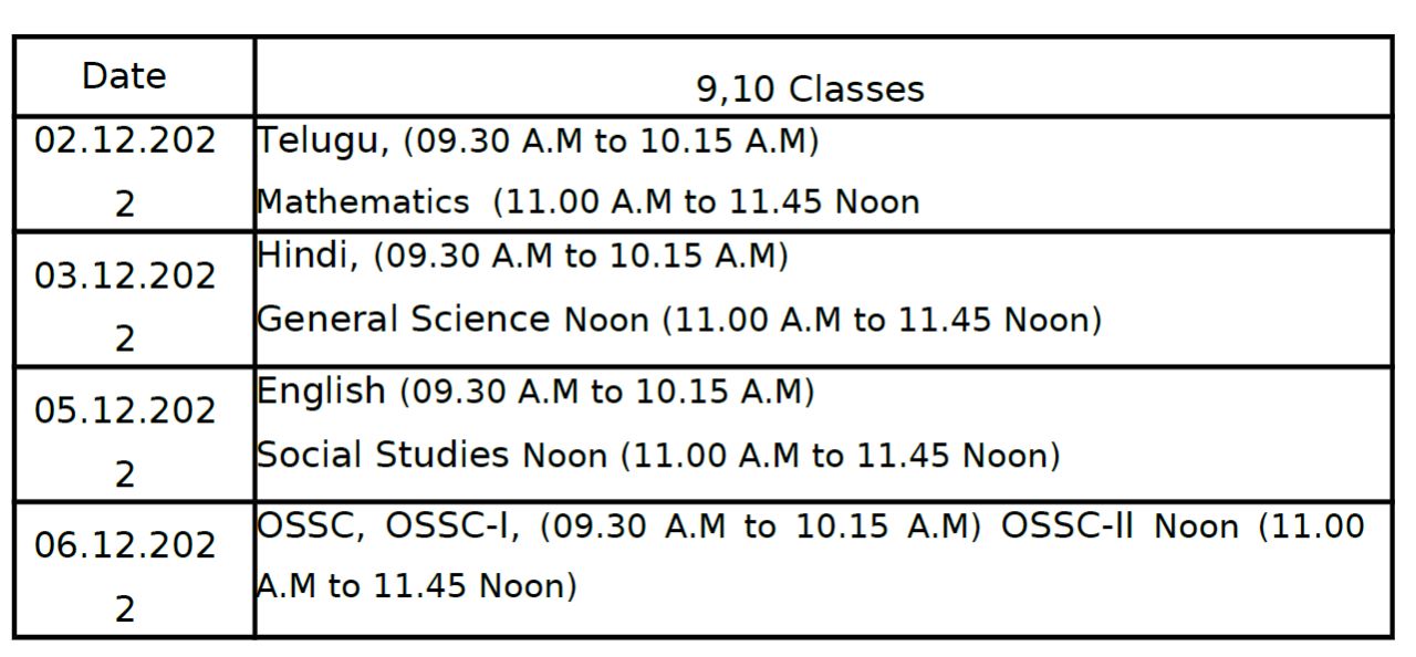 FA2 EXAM TIME TABLE