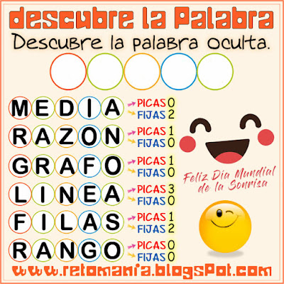 Desafíos matemáticos, Retos matemáticos, Problemas matemáticos, Retos mentales, Retos virales, Retos visuales, Día de la Sonrisa, Día mundial de la Sonrisa, Descubre la Palabra, La Palabra oculta