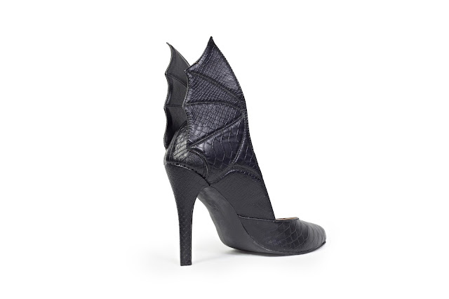 Black High Heeled pumps with dragon wings