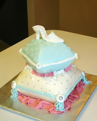Cinderella pillow cake with slipper This was a chocolate fudge cake 