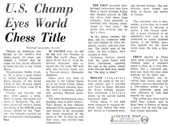U.S. Champ Eyes World Chess Title