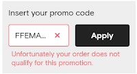 Farfetch Unfortunately your order does not qualify for this promotion.