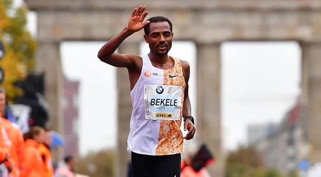 Ethiopian Kenenisa Bekele won his second Berlin Marathon on Sunday in a time of two hours one minute and 41 seconds, just two seconds short of the world record