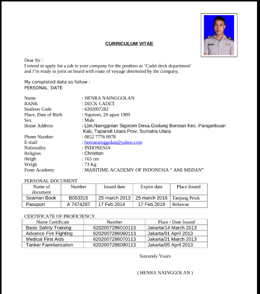 Daftar riwayat hidup sederhana