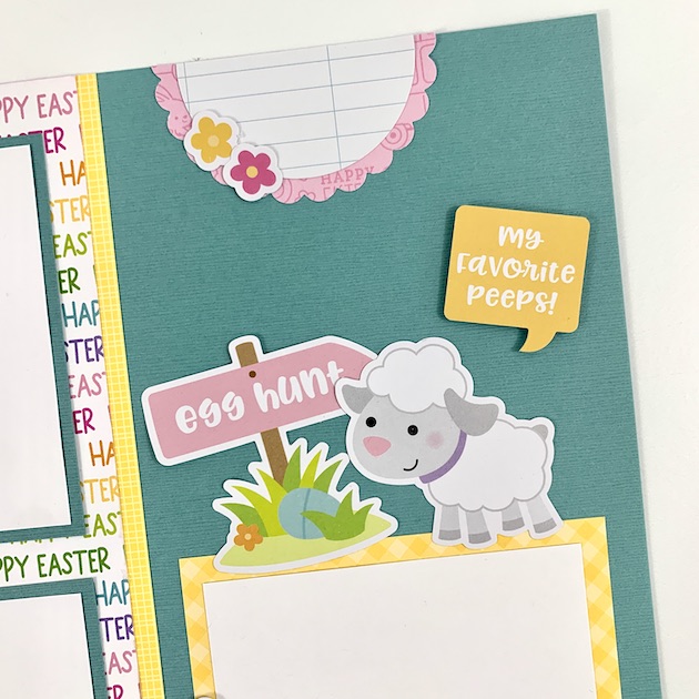12x12 Easter Scrapbook Page Layout with a lamb and easter eggs