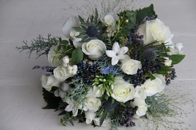 A Blue Ivory Floral Cake