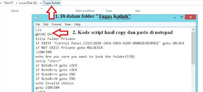 kode script cara mengunci folder