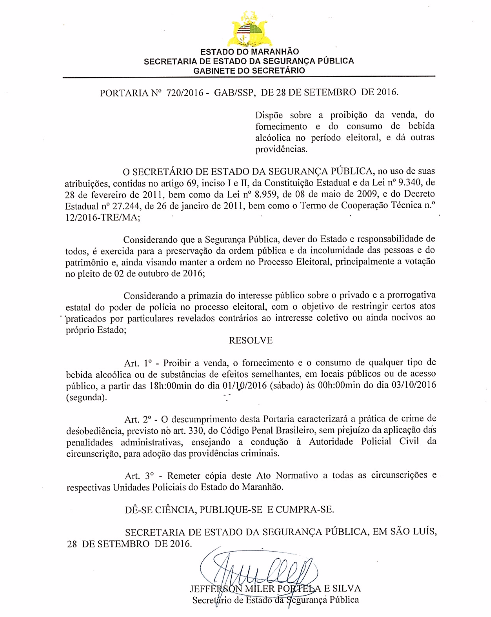 Proibição de bebida alcoólica no período eleitoral