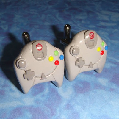 Sega Dreamcast controller polymer clay cuff links