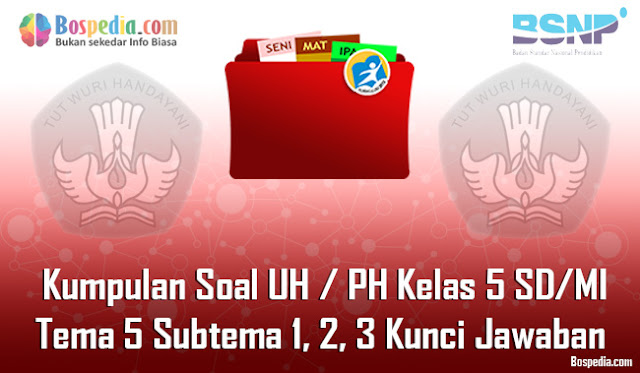 Kumpulan Soal UH / PH Kelas 5 SD/MI Tema 5 Subtema 1, 2, 3 dan Kunci Jawaban