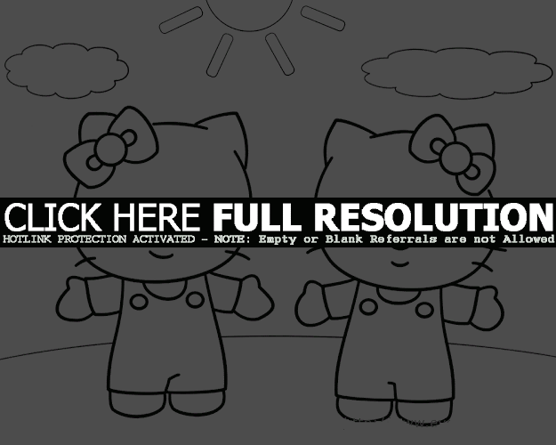 Hello Kitty Baseball Coloring Pages  Twin Hello Kitty Coloring Page