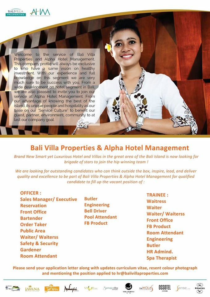 Lowongan Kerja di Bali Villa Properties & Alpha Hotel 