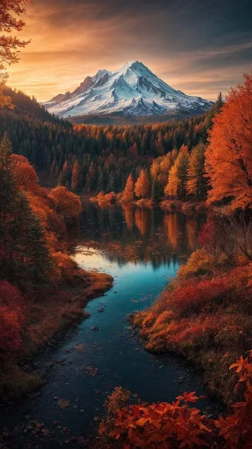 Autumn Scenery Mountains Snow Wallpaper for iPhone