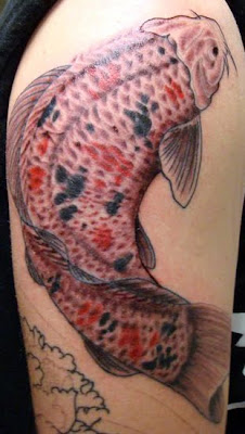 Koi Fish Tattoo Design With Natural Colors
