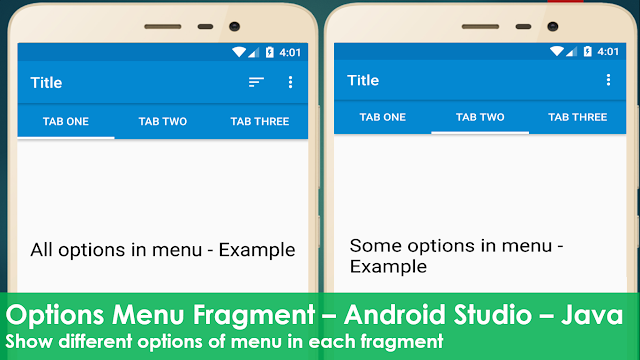 Options Menu Fragment - Android Studio - Java