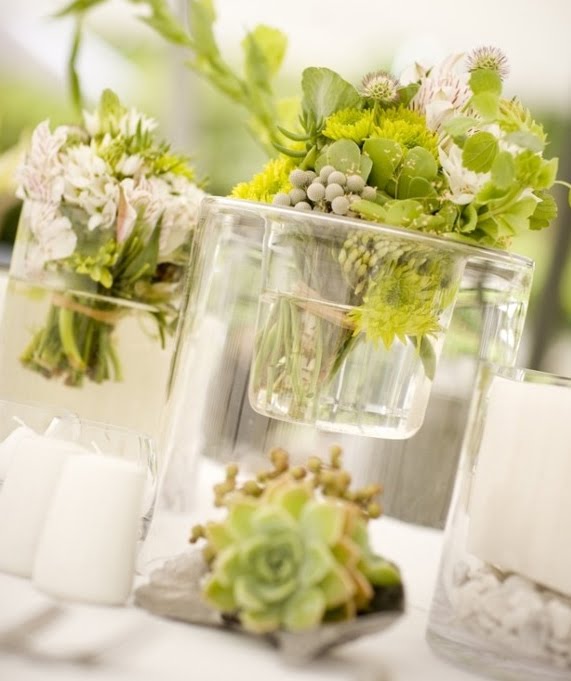 A smaller wedding table floral arrangement