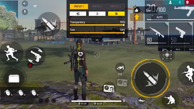 Button size and position setting in free fire