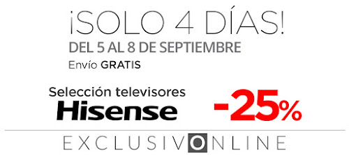 Mejores ofertas ¡Solo 4 días! -25% selección televisores Hisense de El Corte Inglés