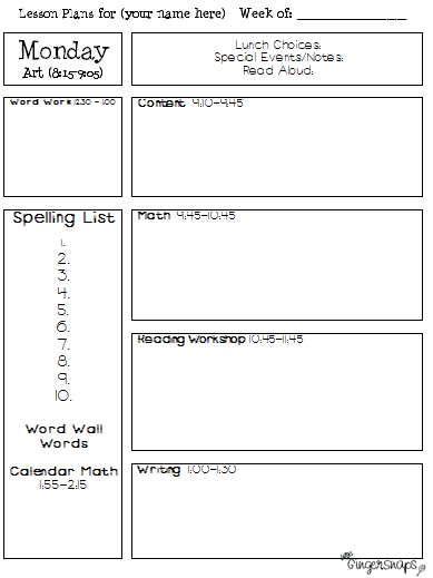 Blank Lesson Plan Template