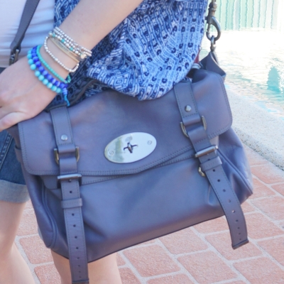 AwayFromTheBlue | Mulberry regular foggy grey Alexa lilac bag with blue outfit