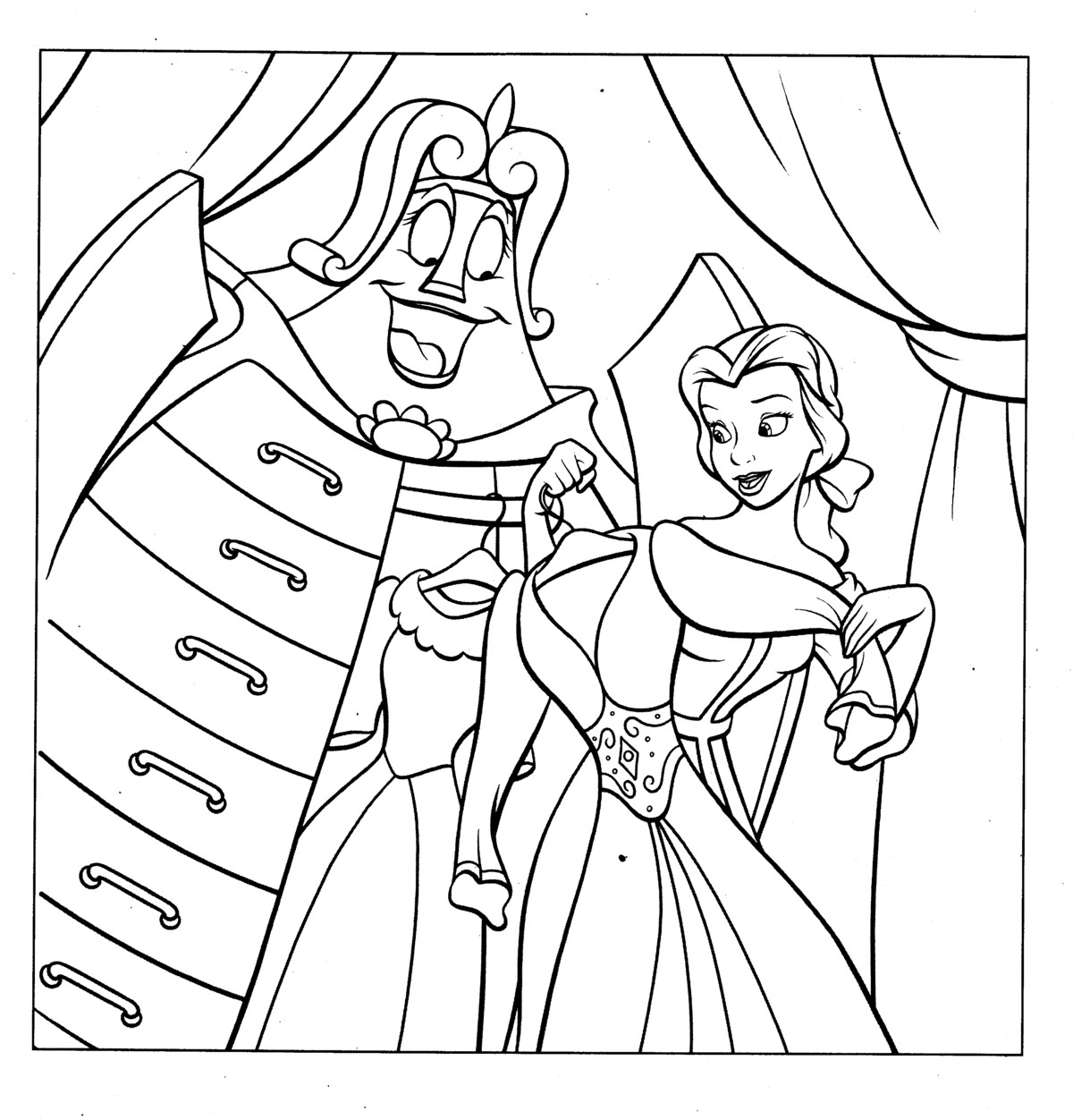 Disney Princess Belle Coloring Pages To Kids