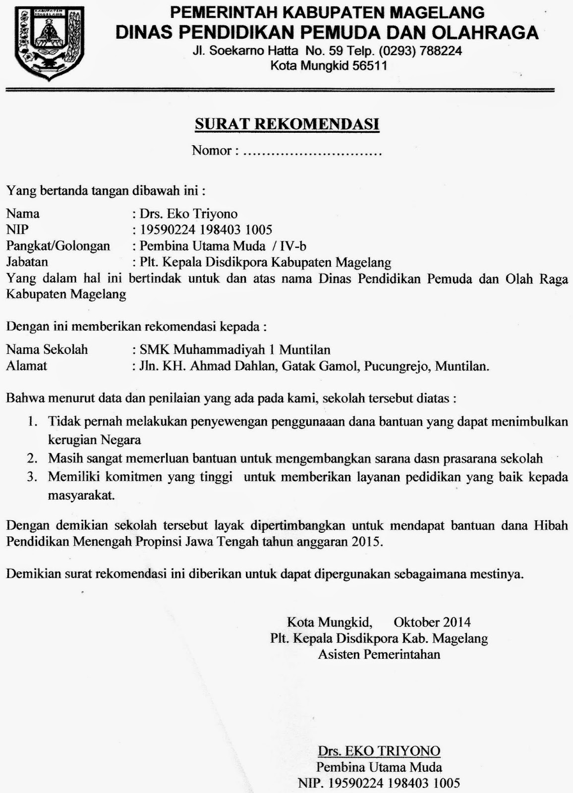 Contoh Surat Penunjukan Plt Kepala Sekolah Kumpulan Surat Penting