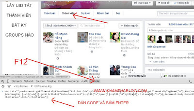 cách lấy uid tất cả thành viên groups bất kỳ facebook