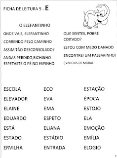 Ficha de leitura - Alfabetização.