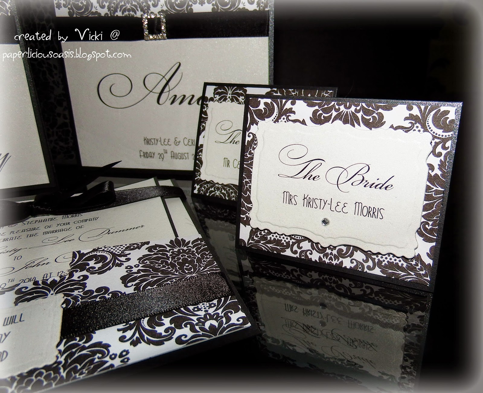 Paperlicious Oasis: Black and White Damask Wedding Invitations