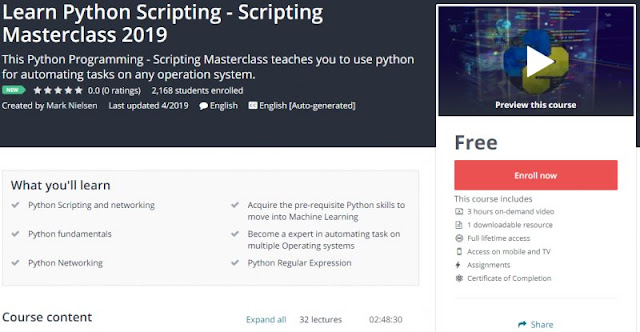 [100% Free] Learn Python Scripting - Scripting Masterclass 2019