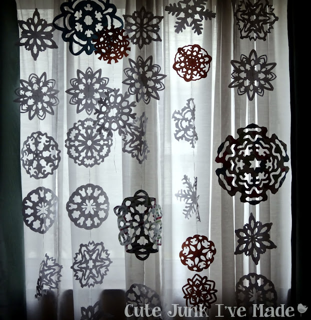 Paper Snowflake Curtain Tutorial - Finished Product Entire Window