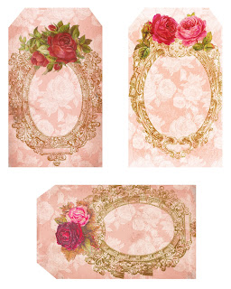 Free collage sheet rose gift tag design digital download