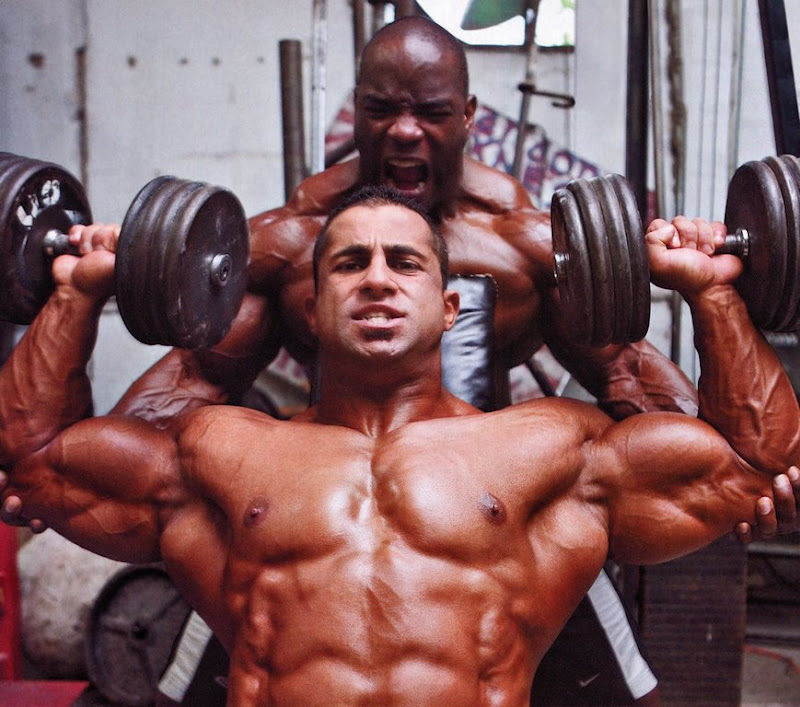 Arab Bodybuilder Fouad Abiad Working Out at the Gym