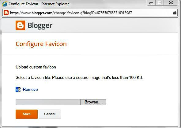 Blogger favicon pop up box