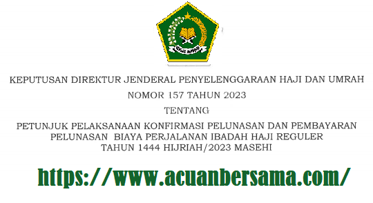 Juklak Juknis Pelunasan Biaya Perjalanan Ibadah Haji Reguler Tahun 2023 (1444 Hijriah)