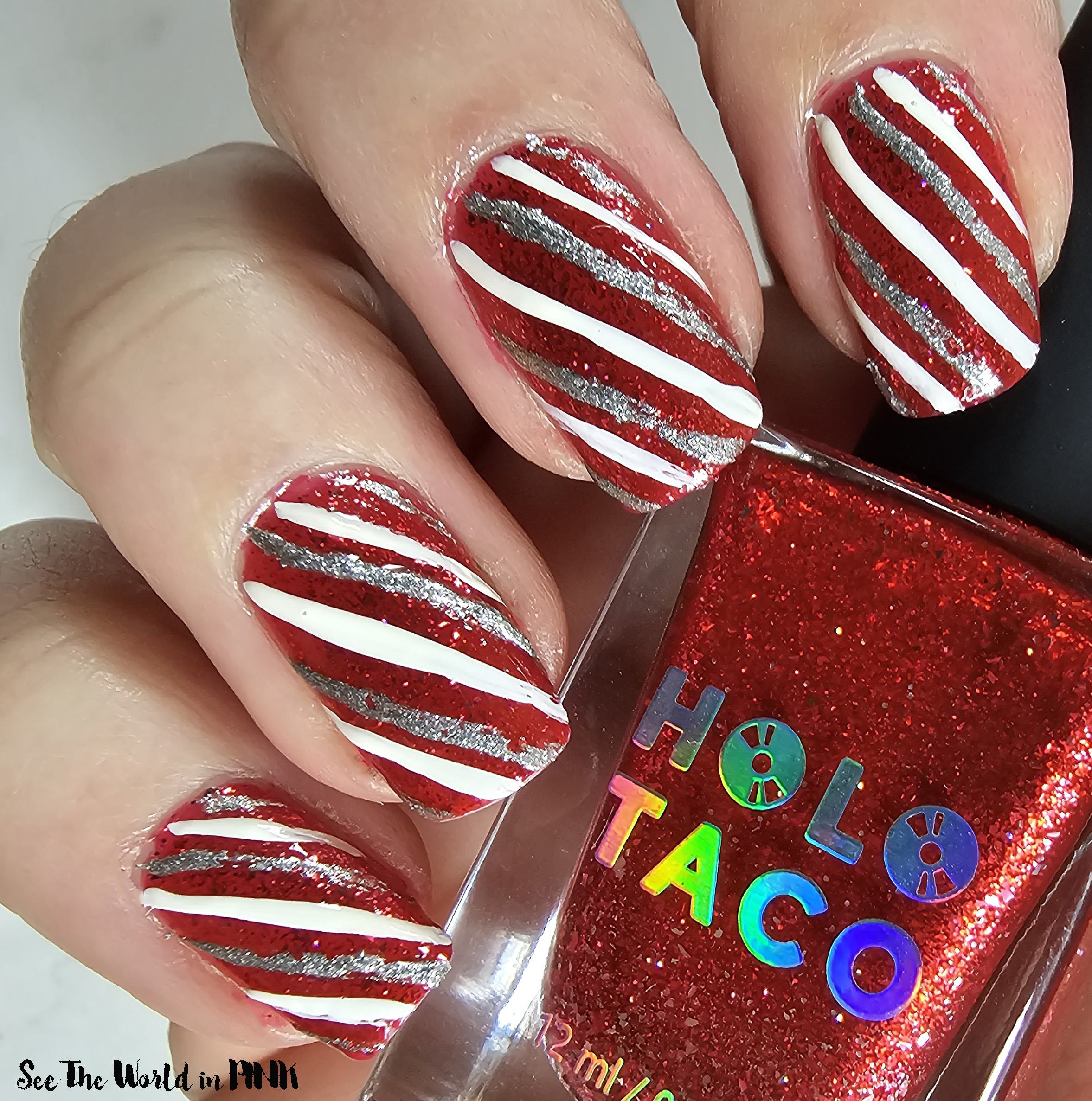 Manicure Monday - Candy Cane Striped Nails