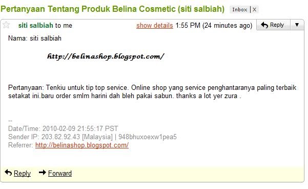 Testimonial services penghantaran - Belina Shop Online