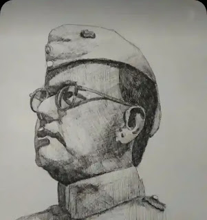 Sketch Of Netaji Subhash Chandra Bose