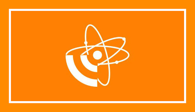 лого оранжевый атом