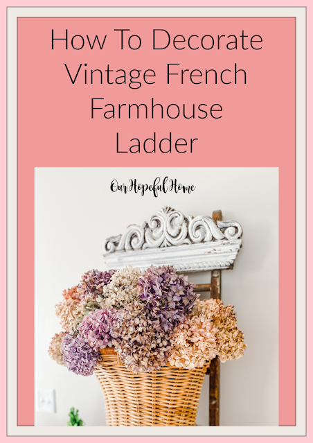vintage pediment French wall basket dried hydrangeas