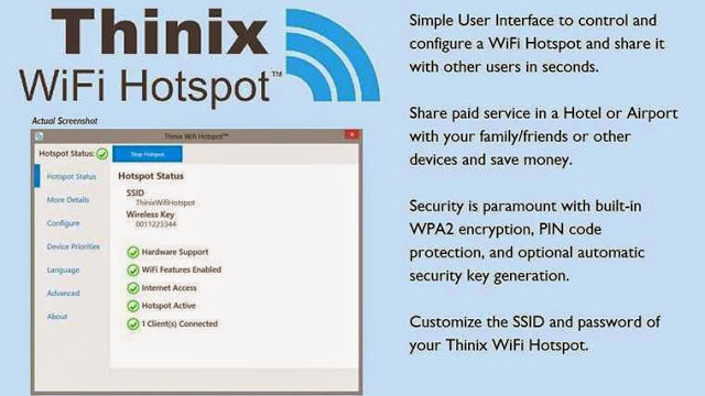 تحميل برنامج Thinix Wifi لتحويل الكمبيوتر الى راوتر واى فاى مجانا