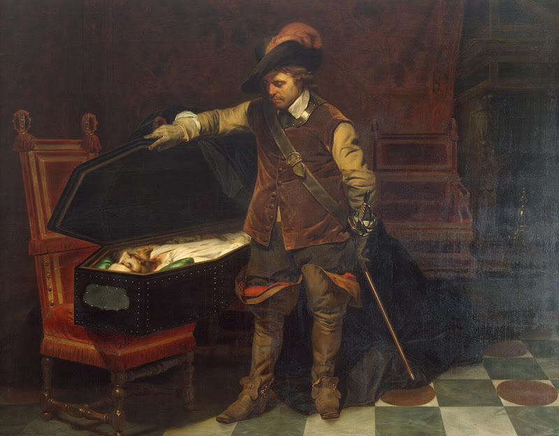 Cromwell before the Coffin of Charles I by Hippolyte Delaroche - History Paintings from Hermitage Museum