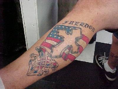 American flag and cross tattoo. American flag and cross tattoo