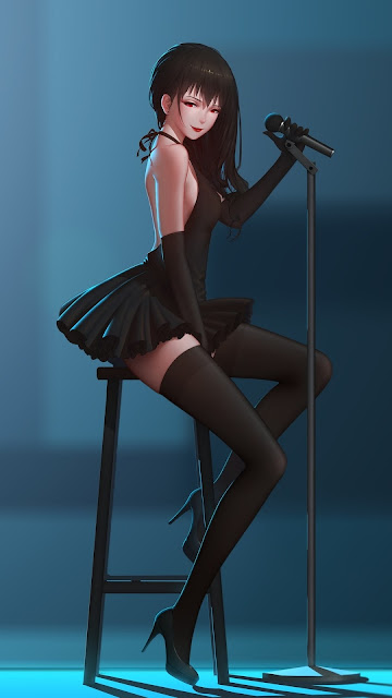 Anime Girl Singing Chair Microphone