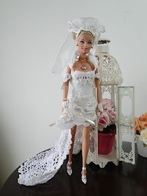 vestido de noiva de crochet para Barbie por Pecunia MM
