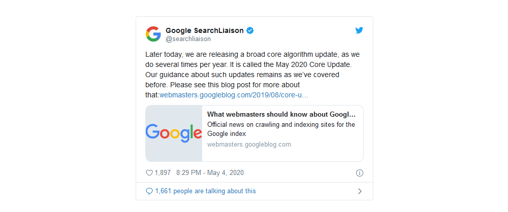 google core update Announcement By Google