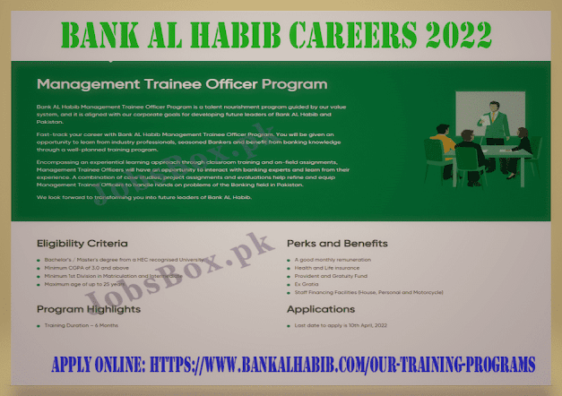 New Govt Jobs News Today In Bank Al Habib MTO Jobs 2022 Management Trainee Officers Program